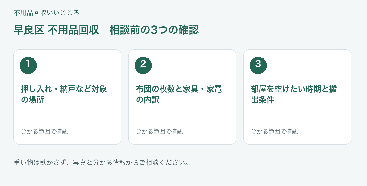 福岡市早良区 不用品回収の相談前に確認したい3項目